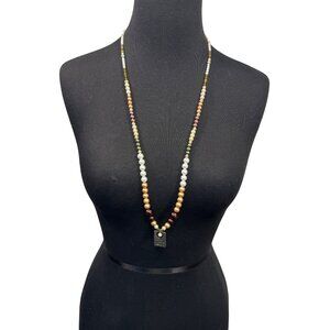 Alexas Angels Beaded Faux Pearl Necklace Multicolor Live Love Laugh Pendant